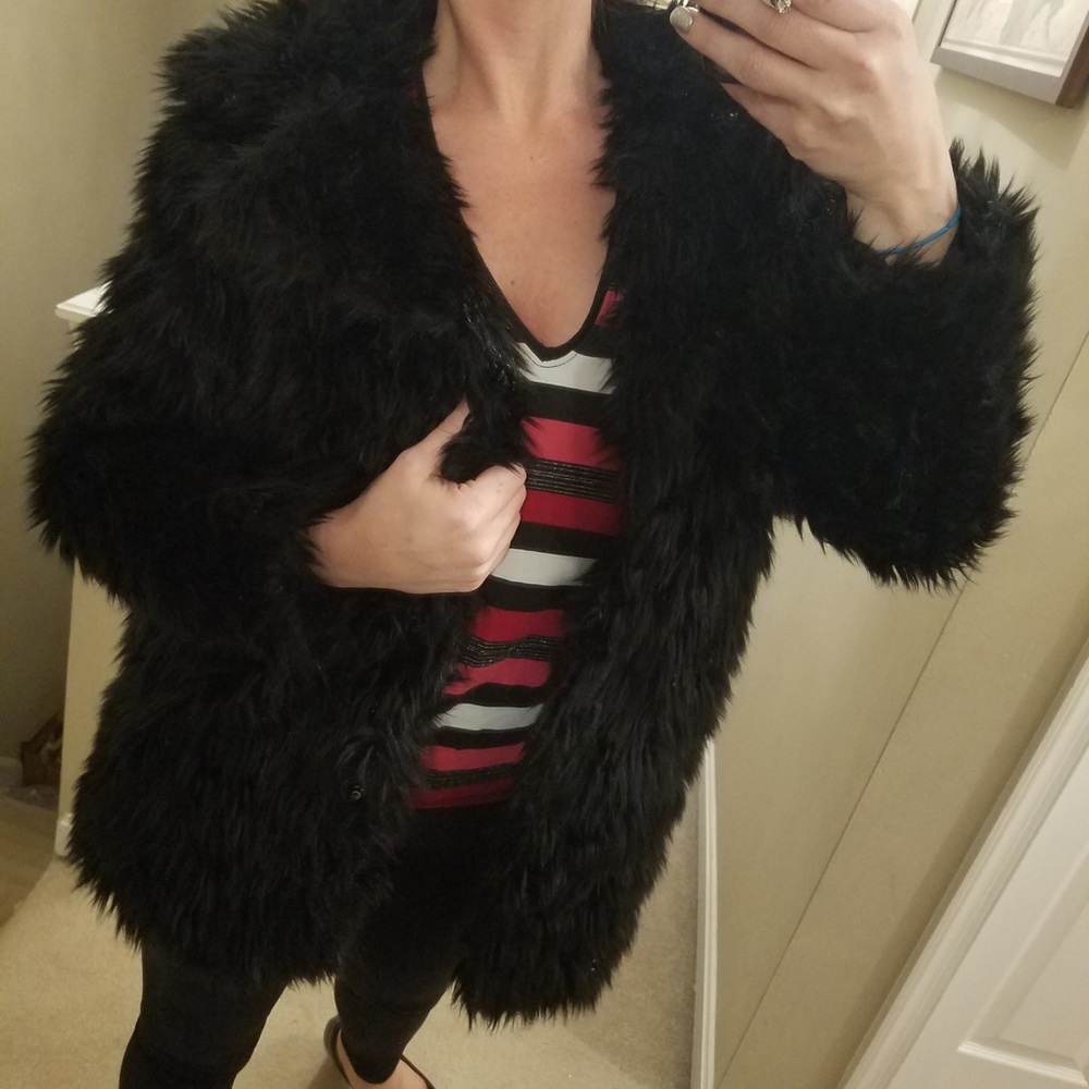 FAUX RUR JACKET BLACK / SM